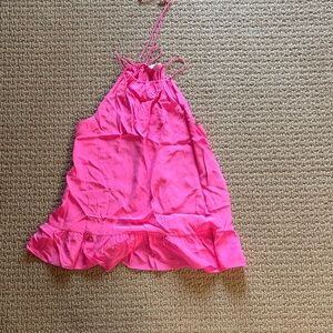 100 % silk  Pink Halter Ruffle top
